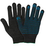 Перчатки "Черные"&nbsp;&nbsp;х/б ПВХ точка 6-ти нитка